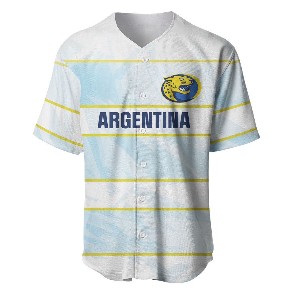 2026 Autumn Rugby Nations Argentina Custom Baseball Jersey Blue and White Stripes Pattern