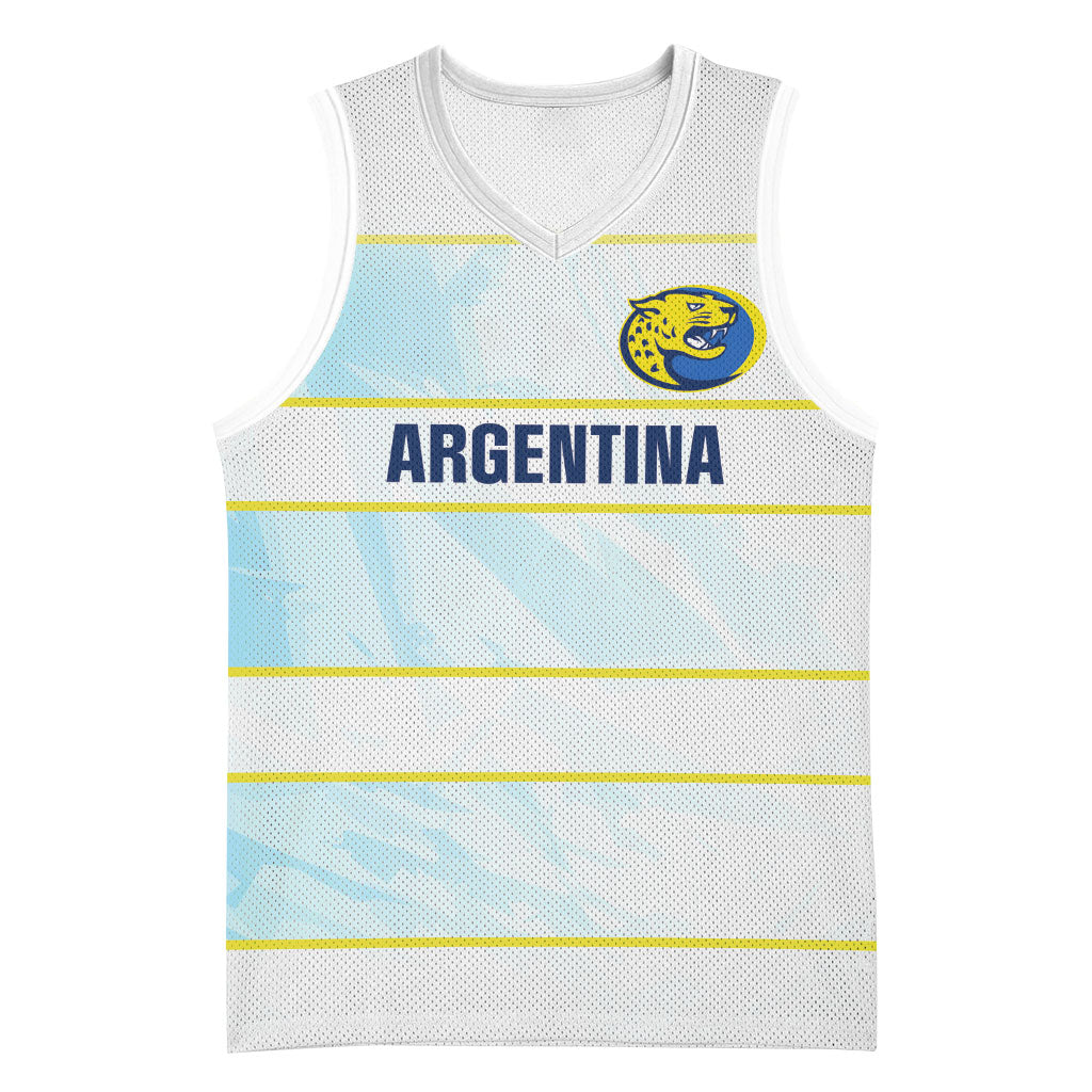 2026 Autumn Rugby Nations Argentina Custom Basketball Jersey Blue and White Stripes Pattern