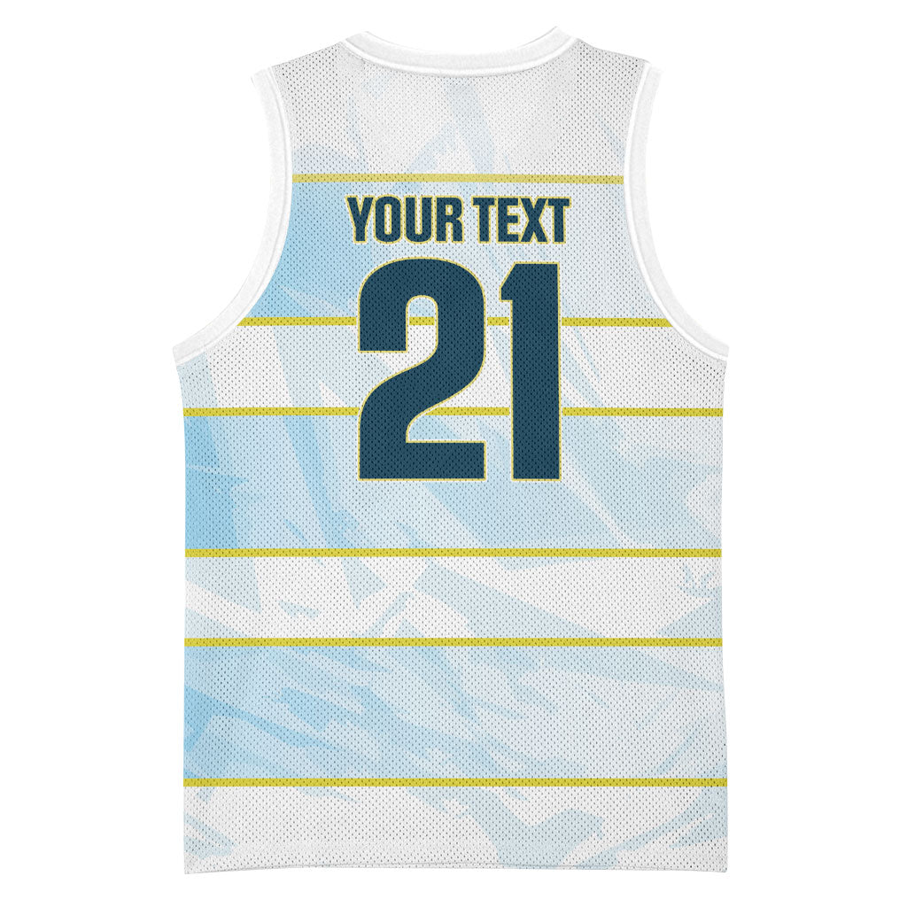 2026 Autumn Rugby Nations Argentina Custom Basketball Jersey Blue and White Stripes Pattern