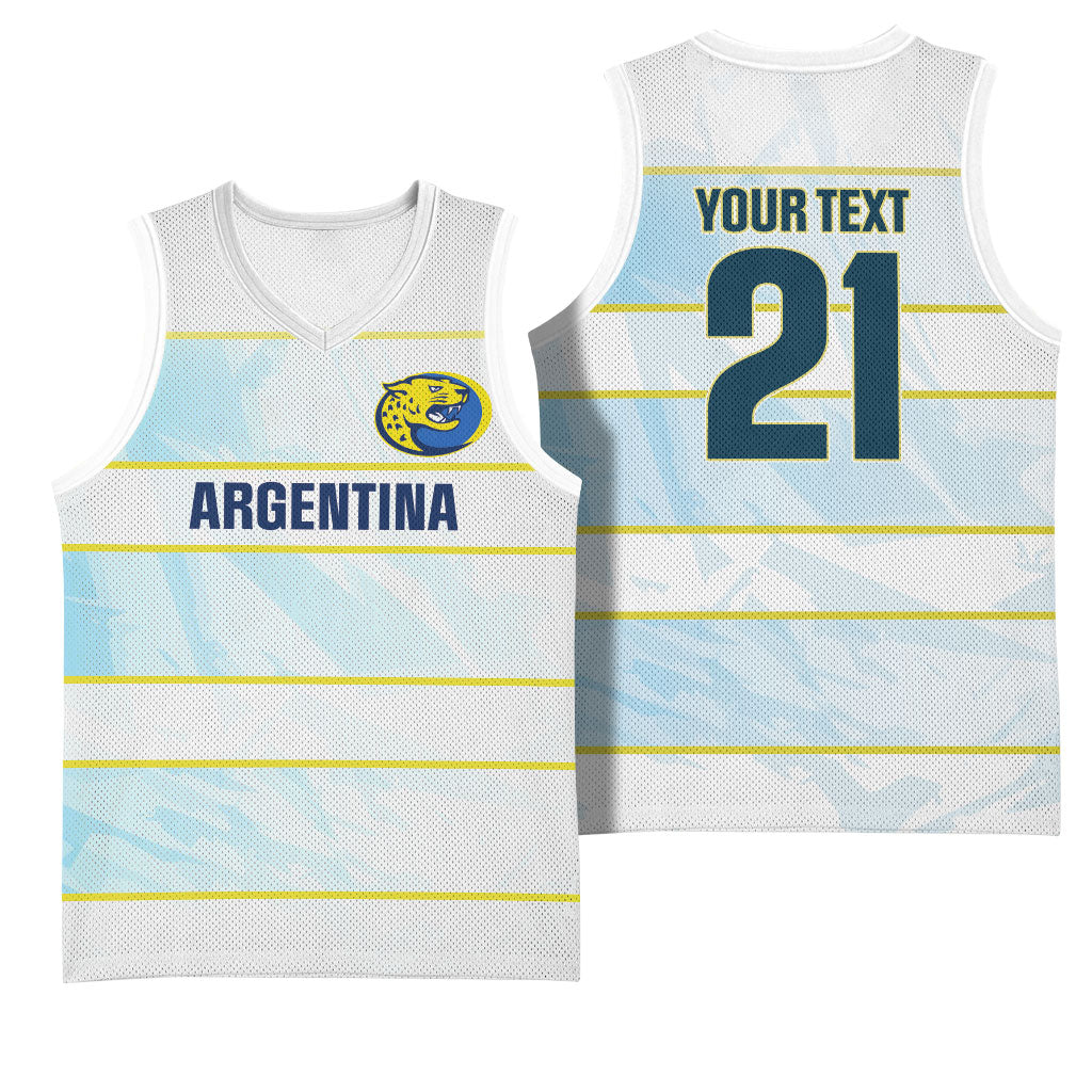 2026 Autumn Rugby Nations Argentina Custom Basketball Jersey Blue and White Stripes Pattern