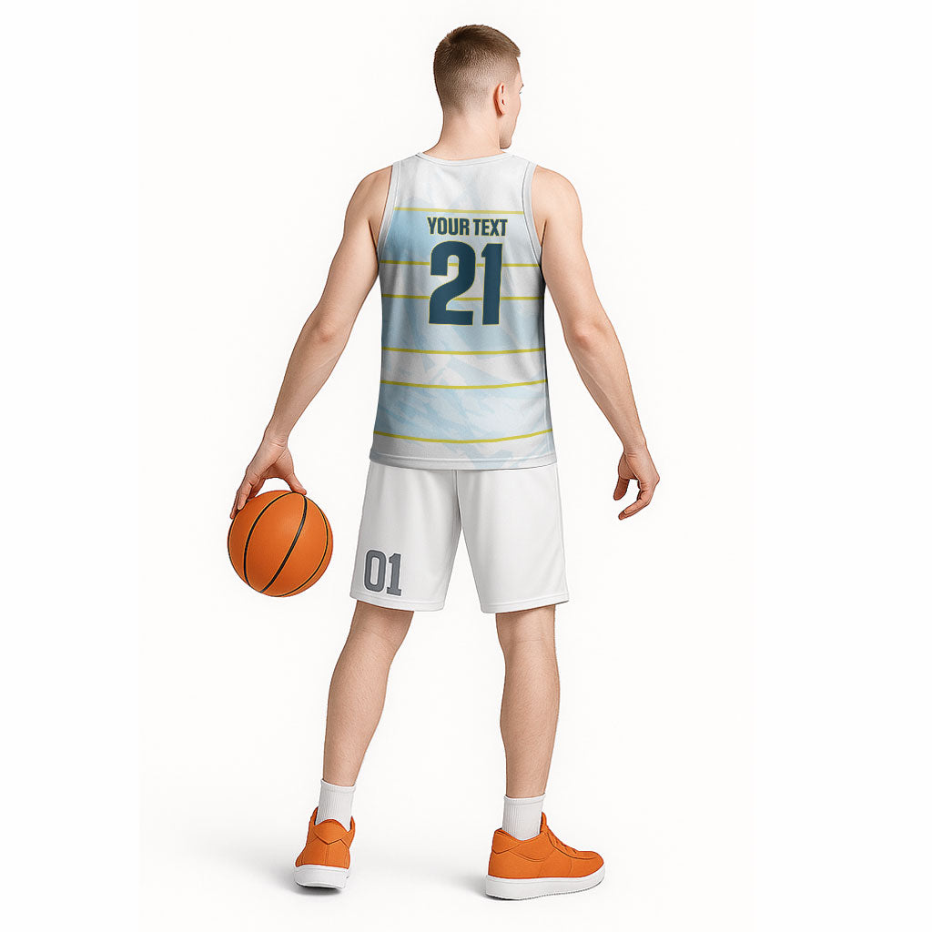 2026 Autumn Rugby Nations Argentina Custom Basketball Jersey Blue and White Stripes Pattern