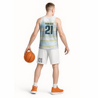2026 Autumn Rugby Nations Argentina Custom Basketball Jersey Blue and White Stripes Pattern
