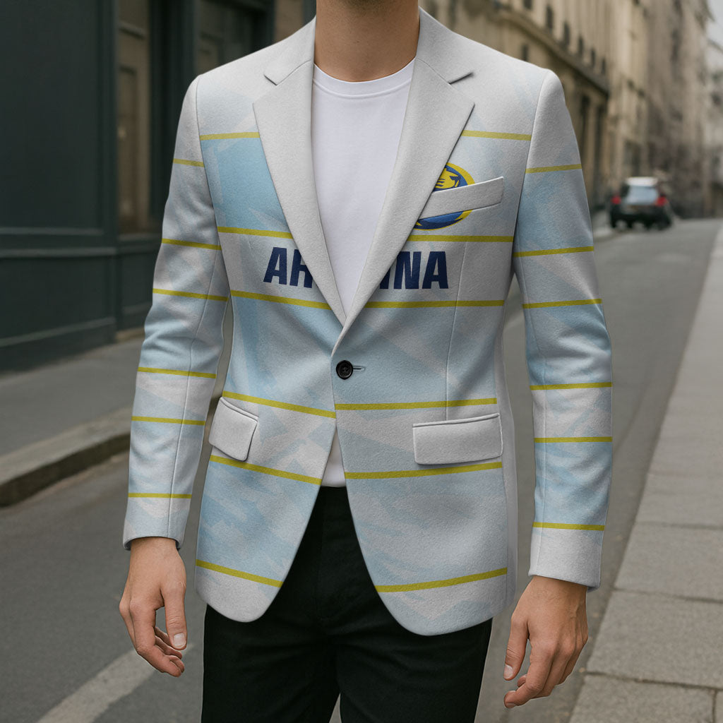 2026 Autumn Rugby Nations Argentina Custom Blazer Blue and White Stripes Pattern