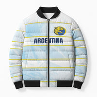 2026 Autumn Rugby Nations Argentina Custom Bomber Puffer Jacket Blue and White Stripes Pattern