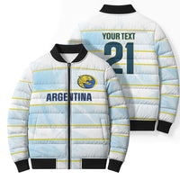 2026 Autumn Rugby Nations Argentina Custom Bomber Puffer Jacket Blue and White Stripes Pattern