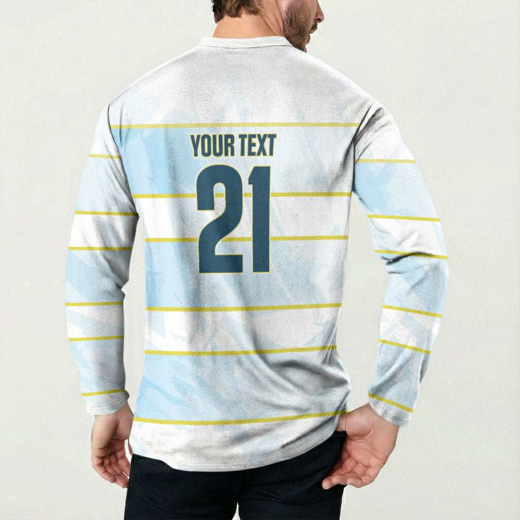 2026 Autumn Rugby Nations Argentina Custom Button Sweatshirt Blue and White Stripes Pattern