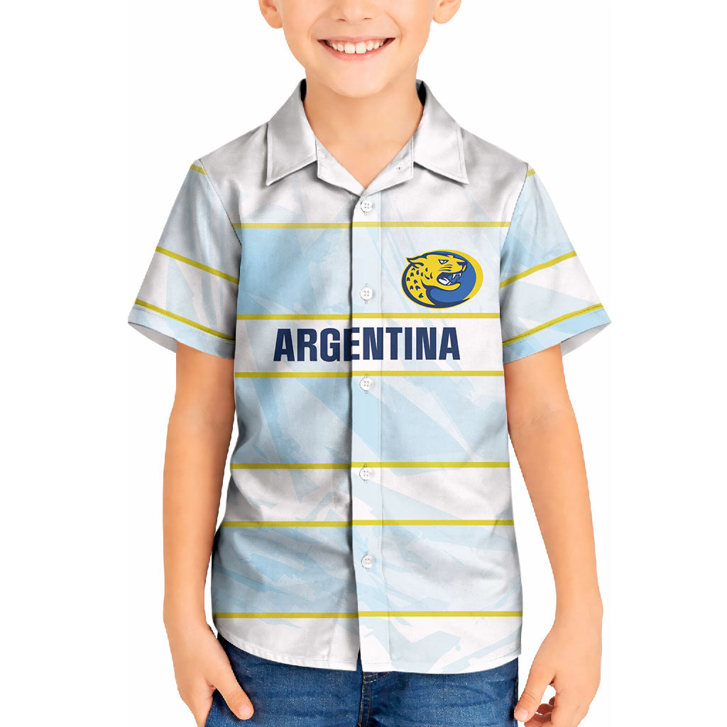 2026 Autumn Rugby Nations Argentina Custom Kid Hawaiian Shirt Blue and White Stripes Pattern