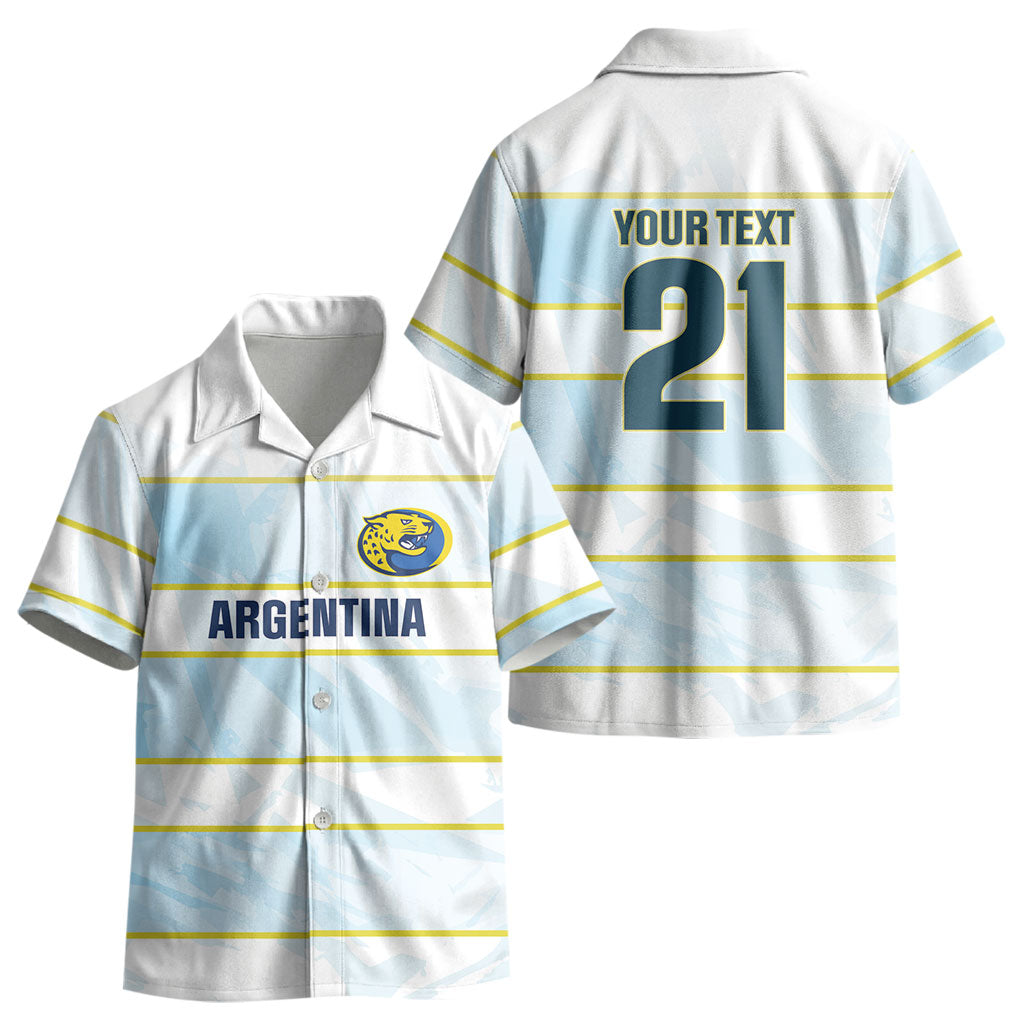 2026 Autumn Rugby Nations Argentina Custom Kid Hawaiian Shirt Blue and White Stripes Pattern