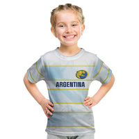 2026 Autumn Rugby Nations Argentina Custom Kid T Shirt Blue and White Stripes Pattern