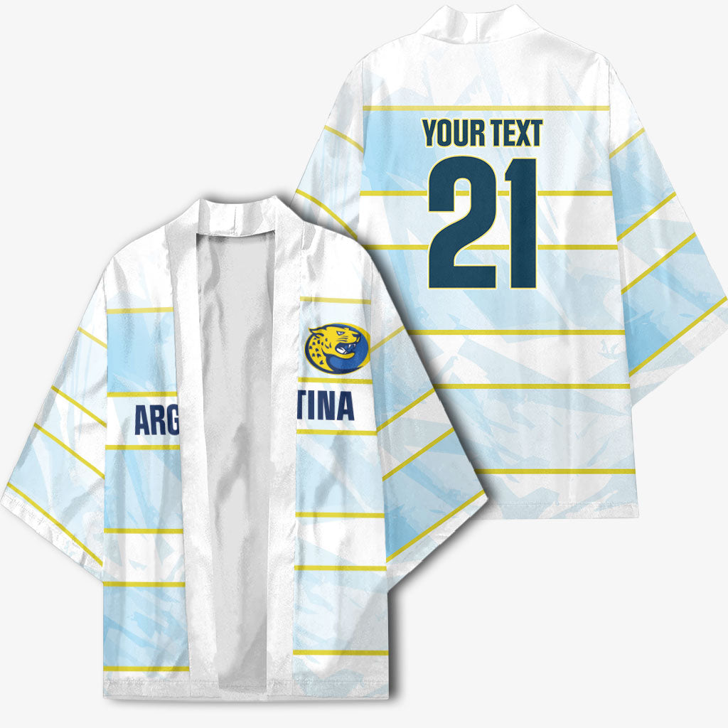 2026 Autumn Rugby Nations Argentina Custom Kimono Blue and White Stripes Pattern