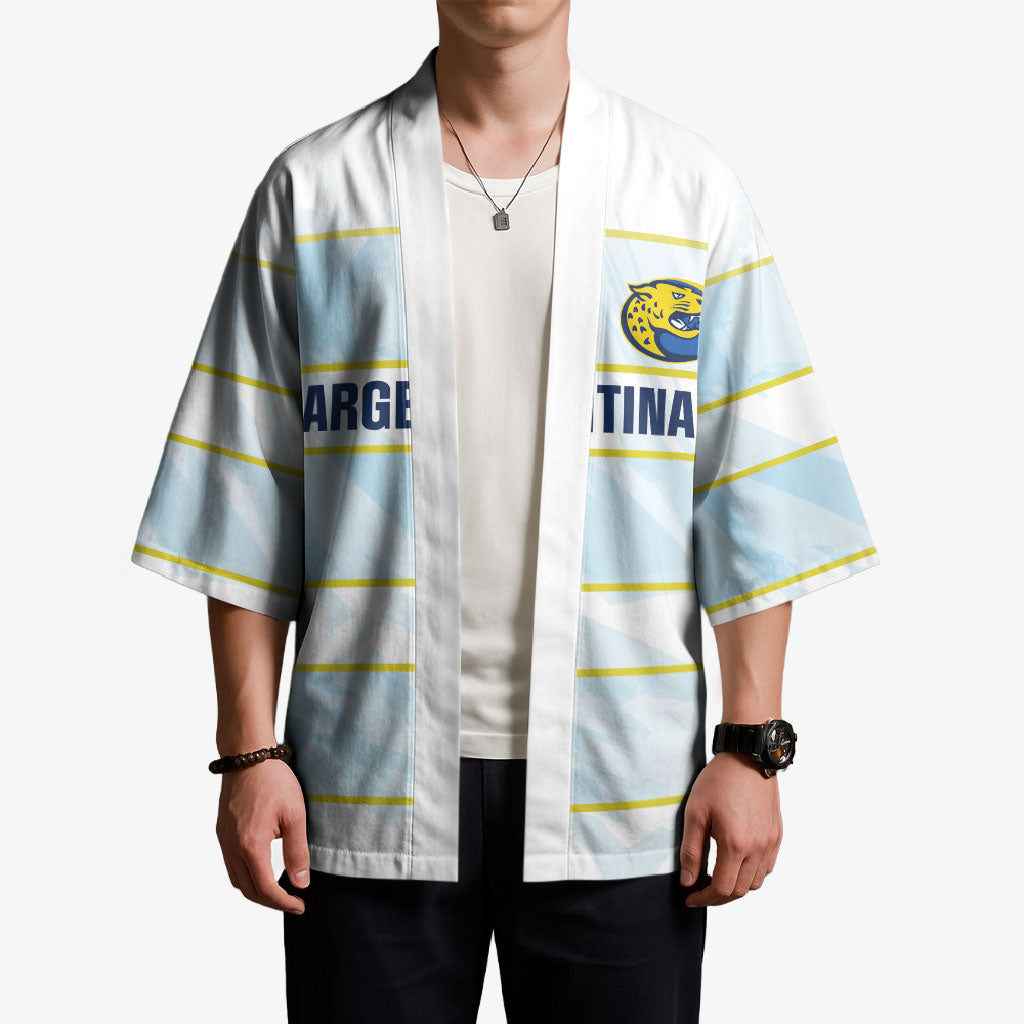 2026 Autumn Rugby Nations Argentina Custom Kimono Blue and White Stripes Pattern