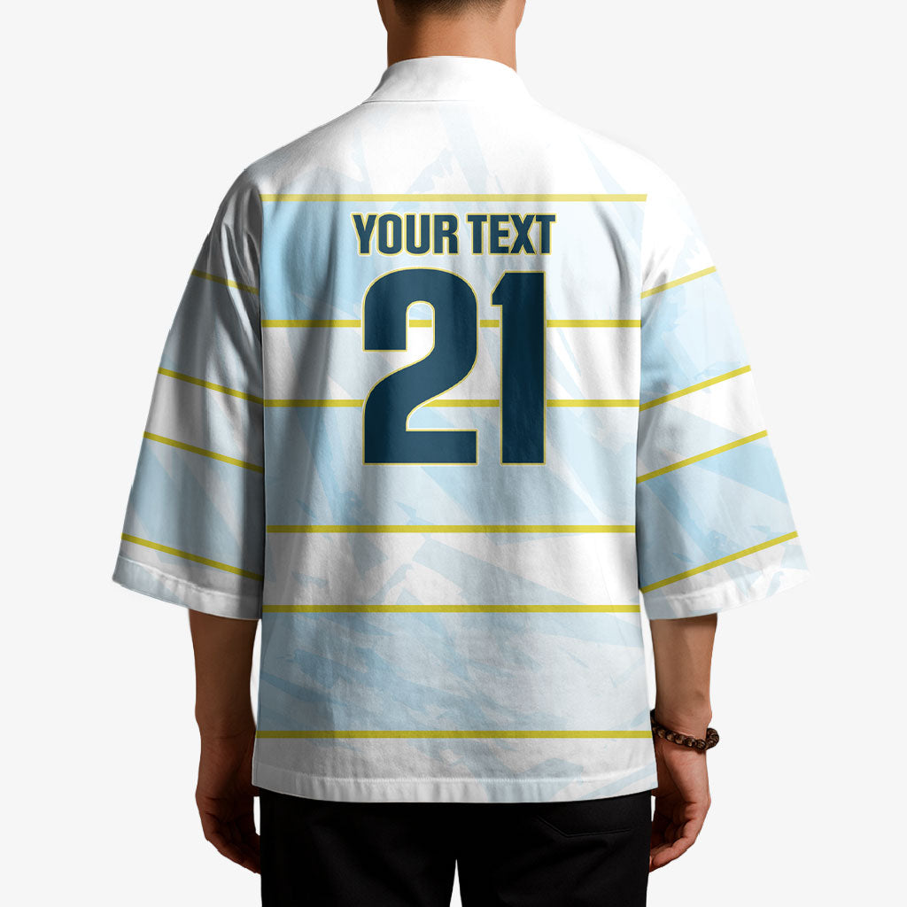 2026 Autumn Rugby Nations Argentina Custom Kimono Blue and White Stripes Pattern