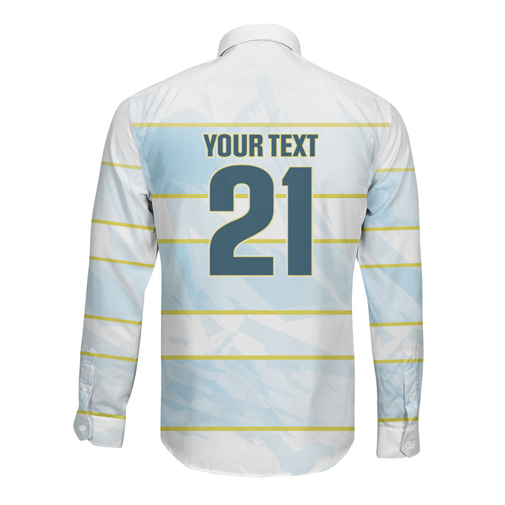 2026 Autumn Rugby Nations Argentina Custom Long Sleeve Button Shirt Blue and White Stripes Pattern