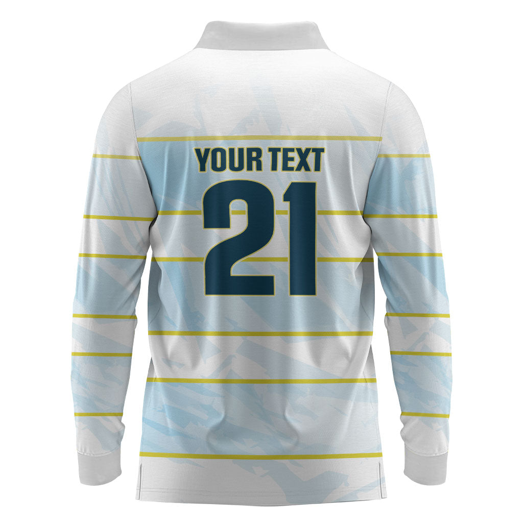 2026 Autumn Rugby Nations Argentina Custom Long Sleeve Polo Shirt Blue and White Stripes Pattern