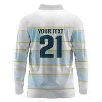2026 Autumn Rugby Nations Argentina Custom Long Sleeve Polo Shirt Blue and White Stripes Pattern