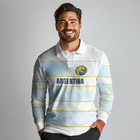 2026 Autumn Rugby Nations Argentina Custom Long Sleeve Polo Shirt Blue and White Stripes Pattern