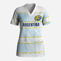 2026 Autumn Rugby Nations Argentina Custom Scrub Top Blue and White Stripes Pattern