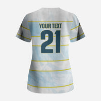 2026 Autumn Rugby Nations Argentina Custom Scrub Top Blue and White Stripes Pattern