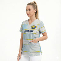 2026 Autumn Rugby Nations Argentina Custom Scrub Top Blue and White Stripes Pattern