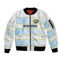2026 Autumn Rugby Nations Argentina Custom Sleeve Zip Bomber Jacket Blue and White Stripes Pattern