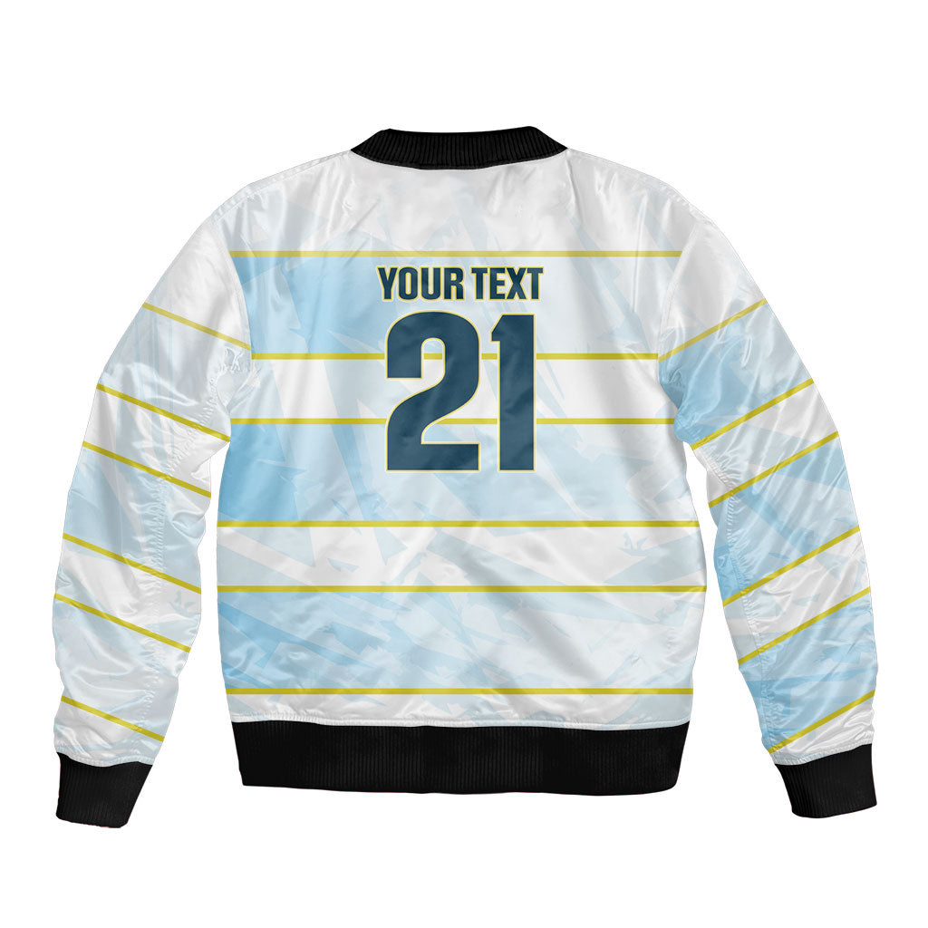 2026 Autumn Rugby Nations Argentina Custom Sleeve Zip Bomber Jacket Blue and White Stripes Pattern
