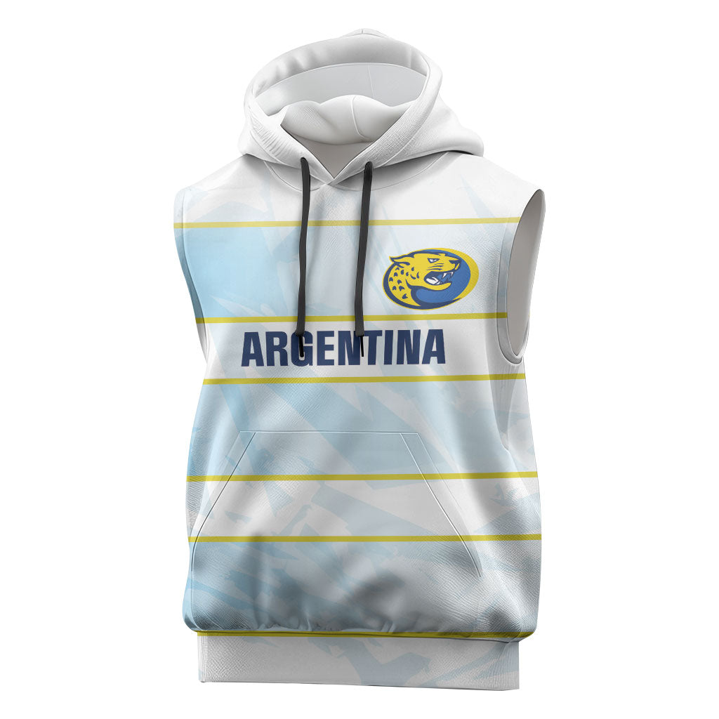 2026 Autumn Rugby Nations Argentina Custom Sleeveless Hoodie Blue and White Stripes Pattern