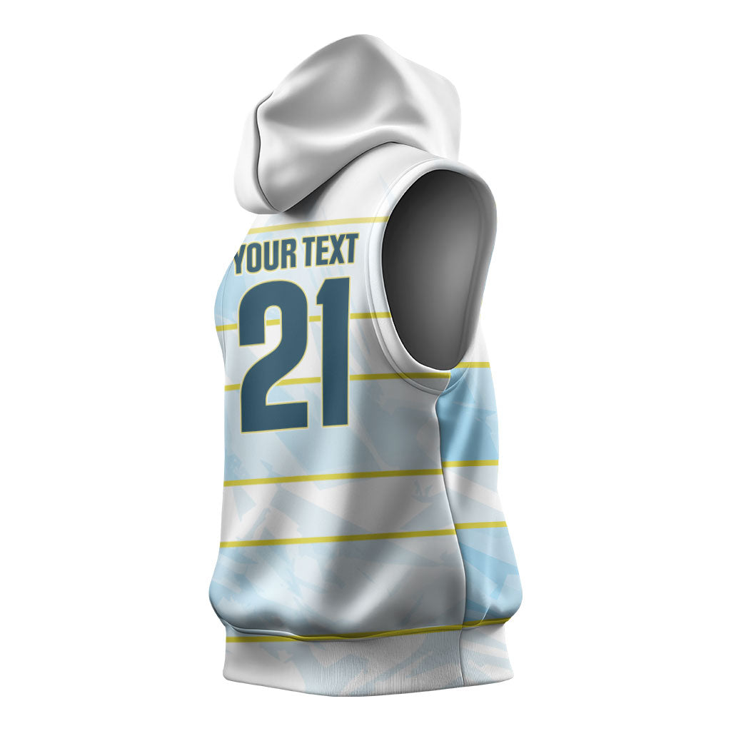 2026 Autumn Rugby Nations Argentina Custom Sleeveless Hoodie Blue and White Stripes Pattern