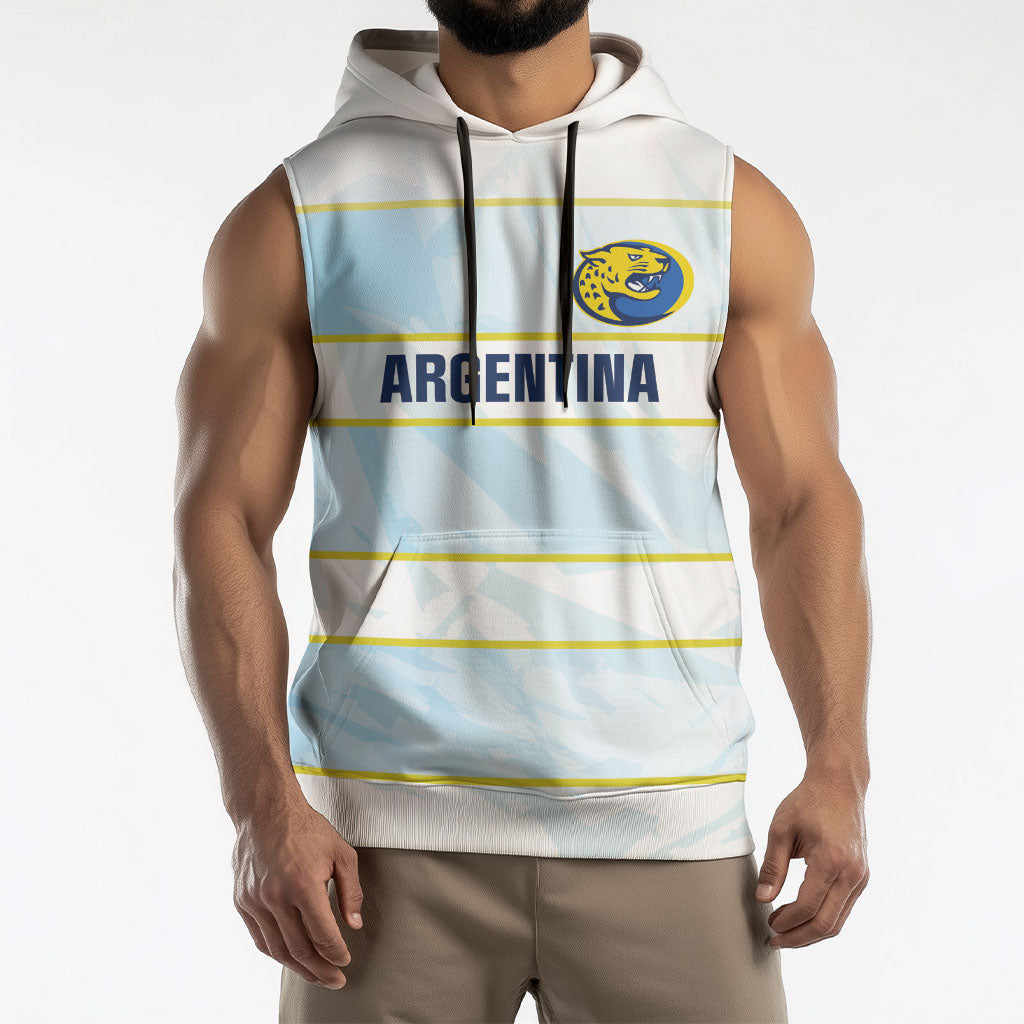 2026 Autumn Rugby Nations Argentina Custom Sleeveless Hoodie Blue and White Stripes Pattern