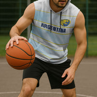 2026 Autumn Rugby Nations Argentina Custom Sleeveless Hoodie Blue and White Stripes Pattern