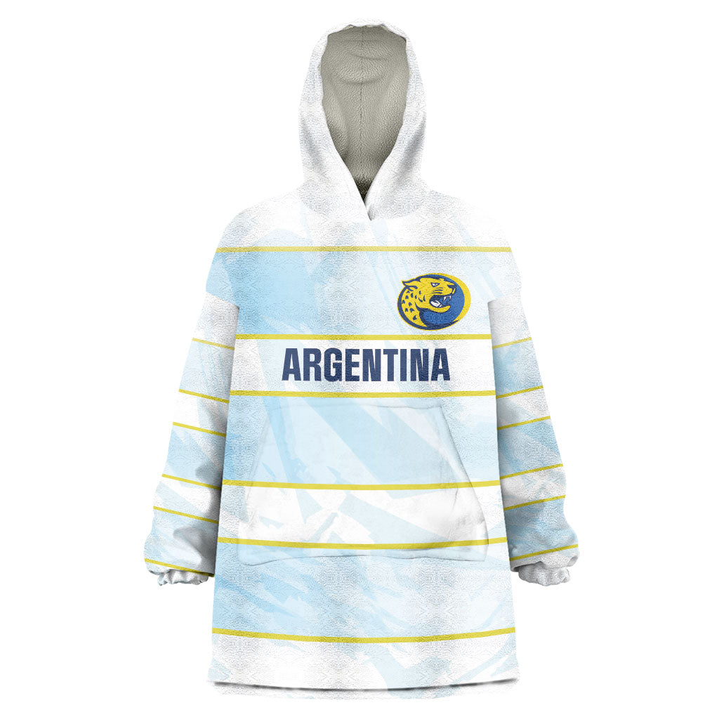 2026 Autumn Rugby Nations Argentina Custom Wearable Blanket Hoodie Blue and White Stripes Pattern
