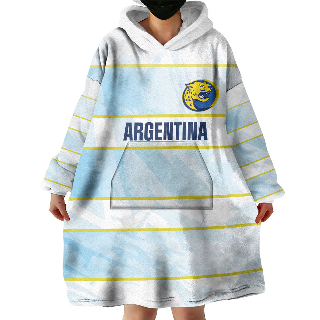 2026 Autumn Rugby Nations Argentina Custom Wearable Blanket Hoodie Blue and White Stripes Pattern