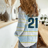 2026 Autumn Rugby Nations Argentina Custom Women Casual Shirt Blue and White Stripes Pattern