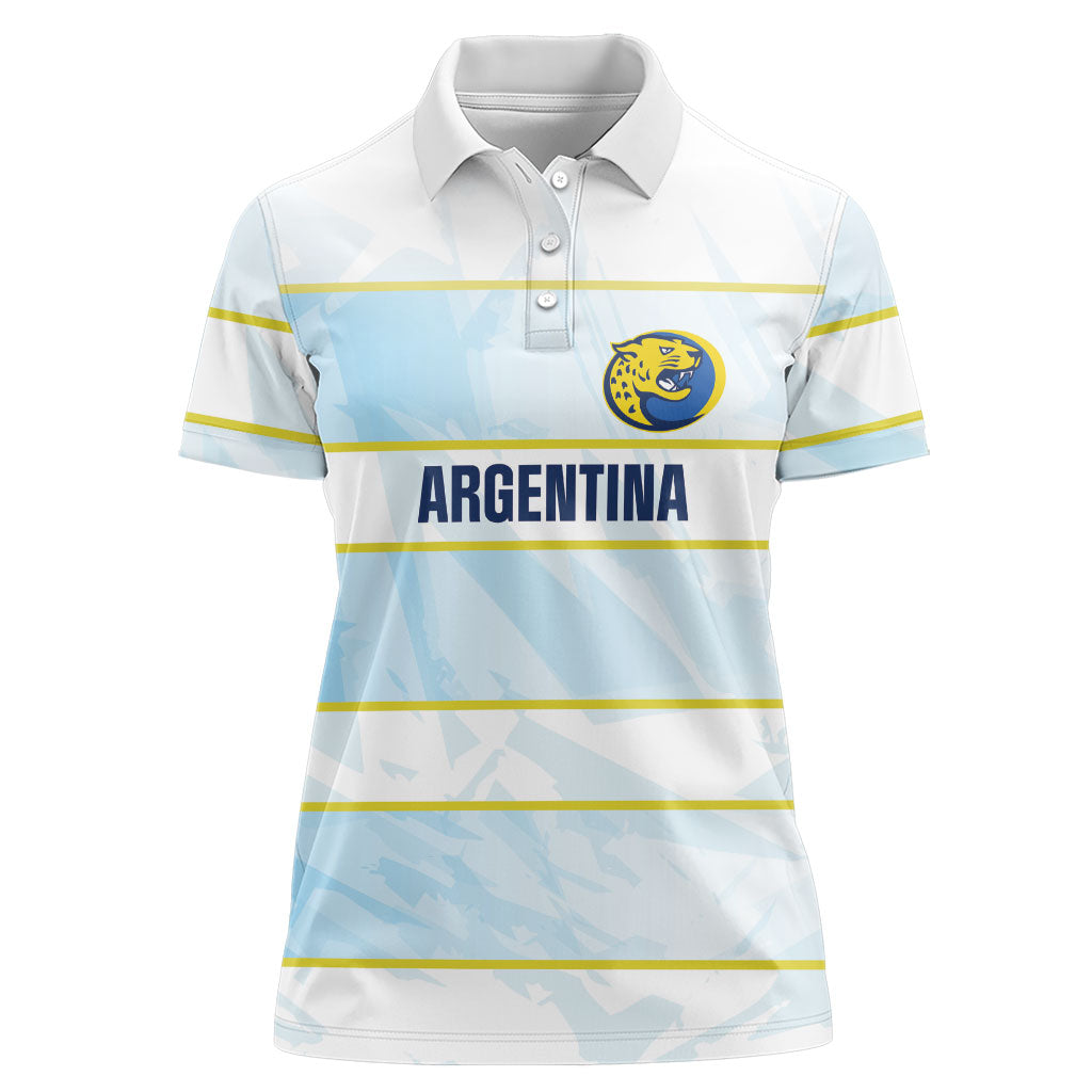 2026 Autumn Rugby Nations Argentina Custom Women Polo Shirt Blue and White Stripes Pattern