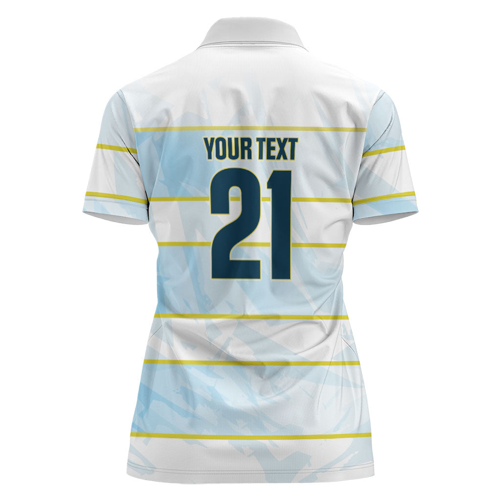 2026 Autumn Rugby Nations Argentina Custom Women Polo Shirt Blue and White Stripes Pattern