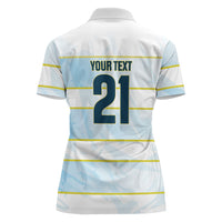2026 Autumn Rugby Nations Argentina Custom Women Polo Shirt Blue and White Stripes Pattern