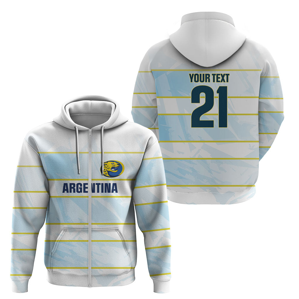 2026 Autumn Rugby Nations Argentina Custom Zip Hoodie Blue and White Stripes Pattern