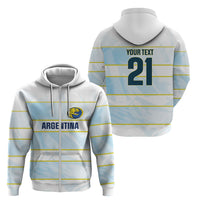 2026 Autumn Rugby Nations Argentina Custom Zip Hoodie Blue and White Stripes Pattern