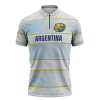 2026 Autumn Rugby Nations Argentina Custom Zipper Polo Shirt Blue and White Stripes Pattern