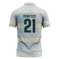 2026 Autumn Rugby Nations Argentina Custom Zipper Polo Shirt Blue and White Stripes Pattern