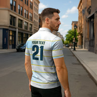 2026 Autumn Rugby Nations Argentina Custom Zipper Polo Shirt Blue and White Stripes Pattern