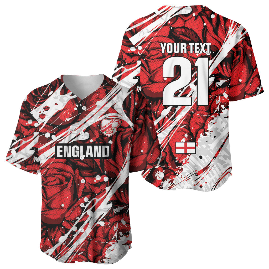 2026 Autumn Rugby Nations England Custom Baseball Jersey Red Rose Majestic Motif