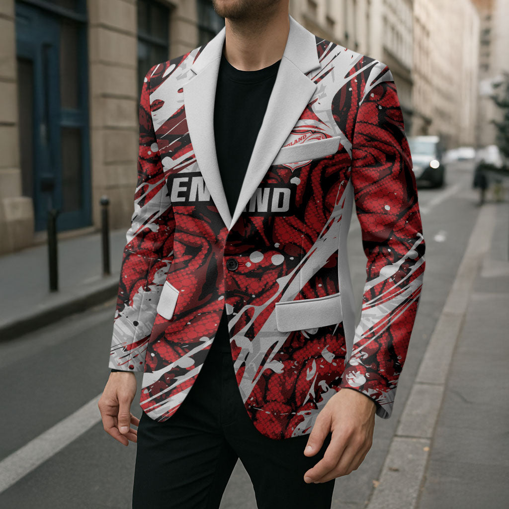 2026 Autumn Rugby Nations England Custom Blazer Red Rose Majestic Motif