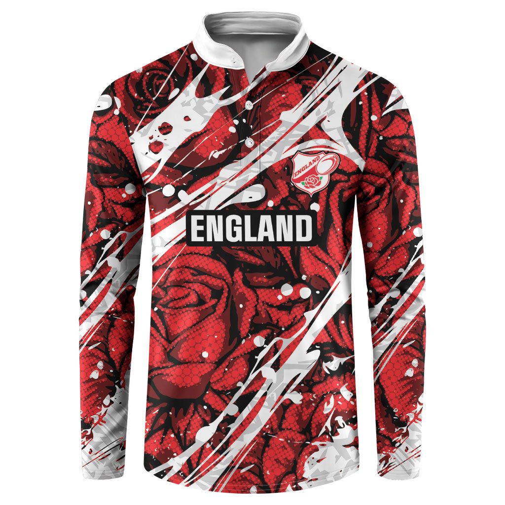2026 Autumn Rugby Nations England Custom Button Sweatshirt Red Rose Majestic Motif