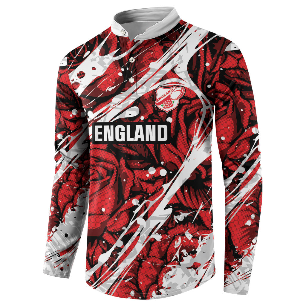 2026 Autumn Rugby Nations England Custom Button Sweatshirt Red Rose Majestic Motif