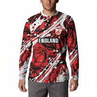 2026 Autumn Rugby Nations England Custom Button Sweatshirt Red Rose Majestic Motif