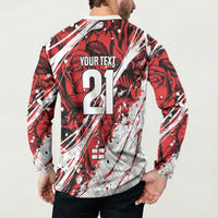 2026 Autumn Rugby Nations England Custom Button Sweatshirt Red Rose Majestic Motif