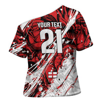 2026 Autumn Rugby Nations England Custom Cross Shoulder Shirt Red Rose Majestic Motif
