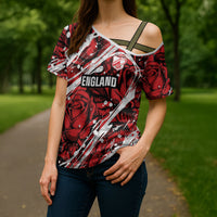 2026 Autumn Rugby Nations England Custom Cross Shoulder Shirt Red Rose Majestic Motif