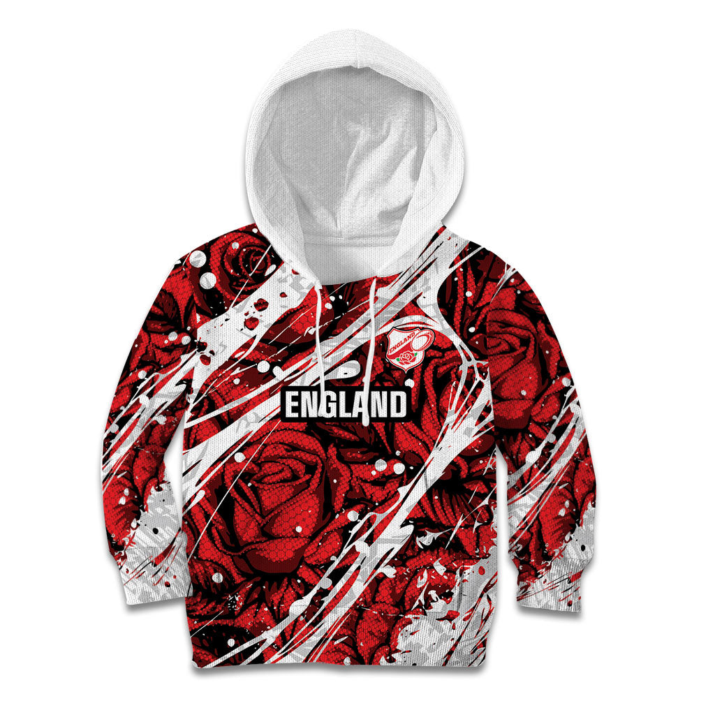 2026 Autumn Rugby Nations England Custom Kid Hoodie Red Rose Majestic Motif