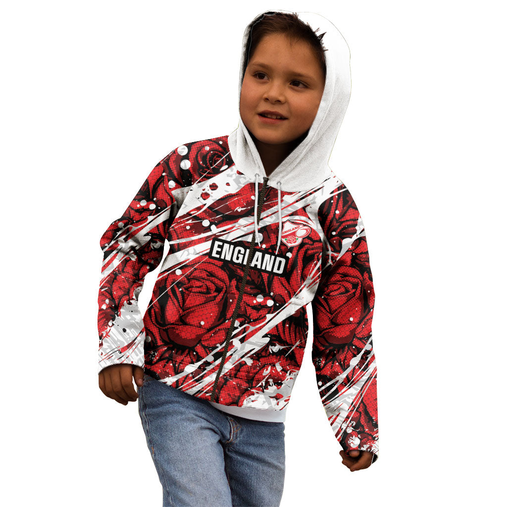 2026 Autumn Rugby Nations England Custom Kid Hoodie Red Rose Majestic Motif